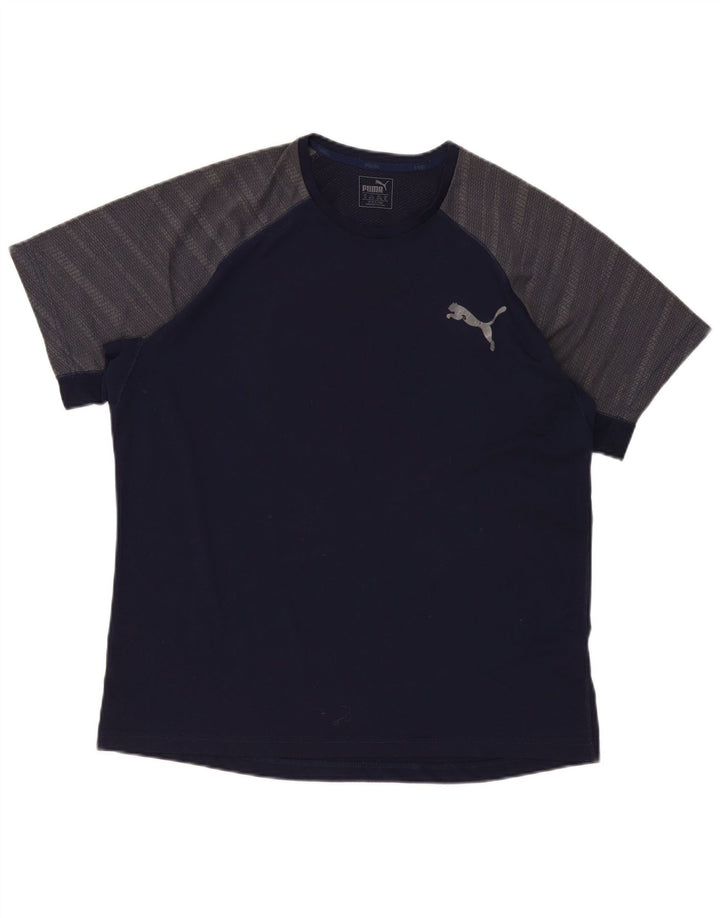 Puma Herren T-Shirt Top XL Marineblau Colourblock Polyester