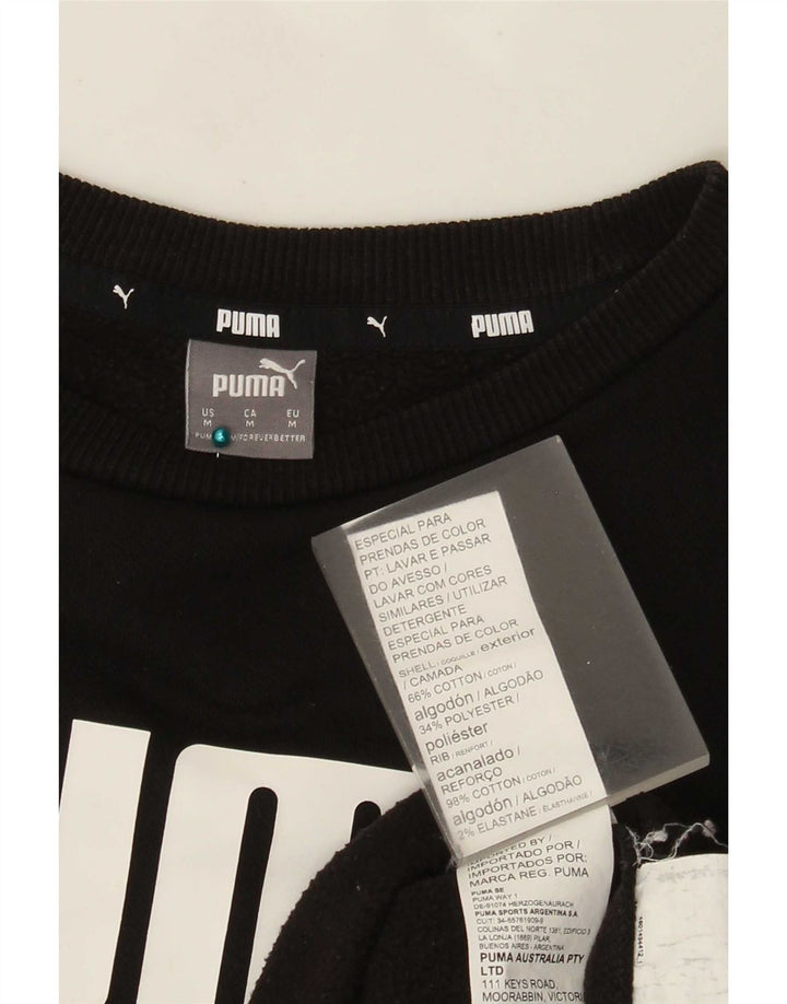 Puma Damen Grafik-Sweatshirt-Pullover UK 14 Mittelschwarze Baumwolle