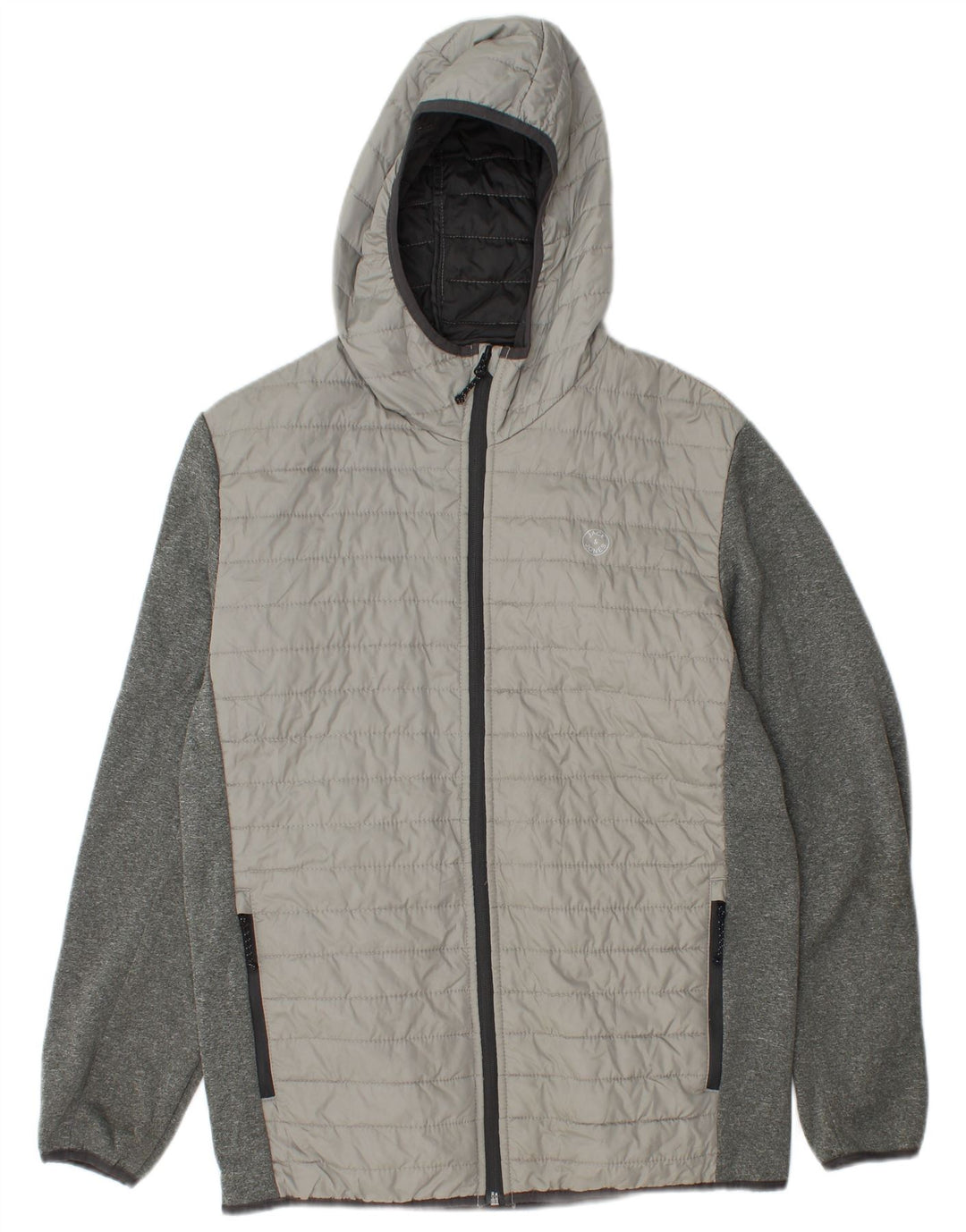Jack & Jones wattierte Herrenjacke mit Kapuze, UK 38, Mittelgrau, Farbblock