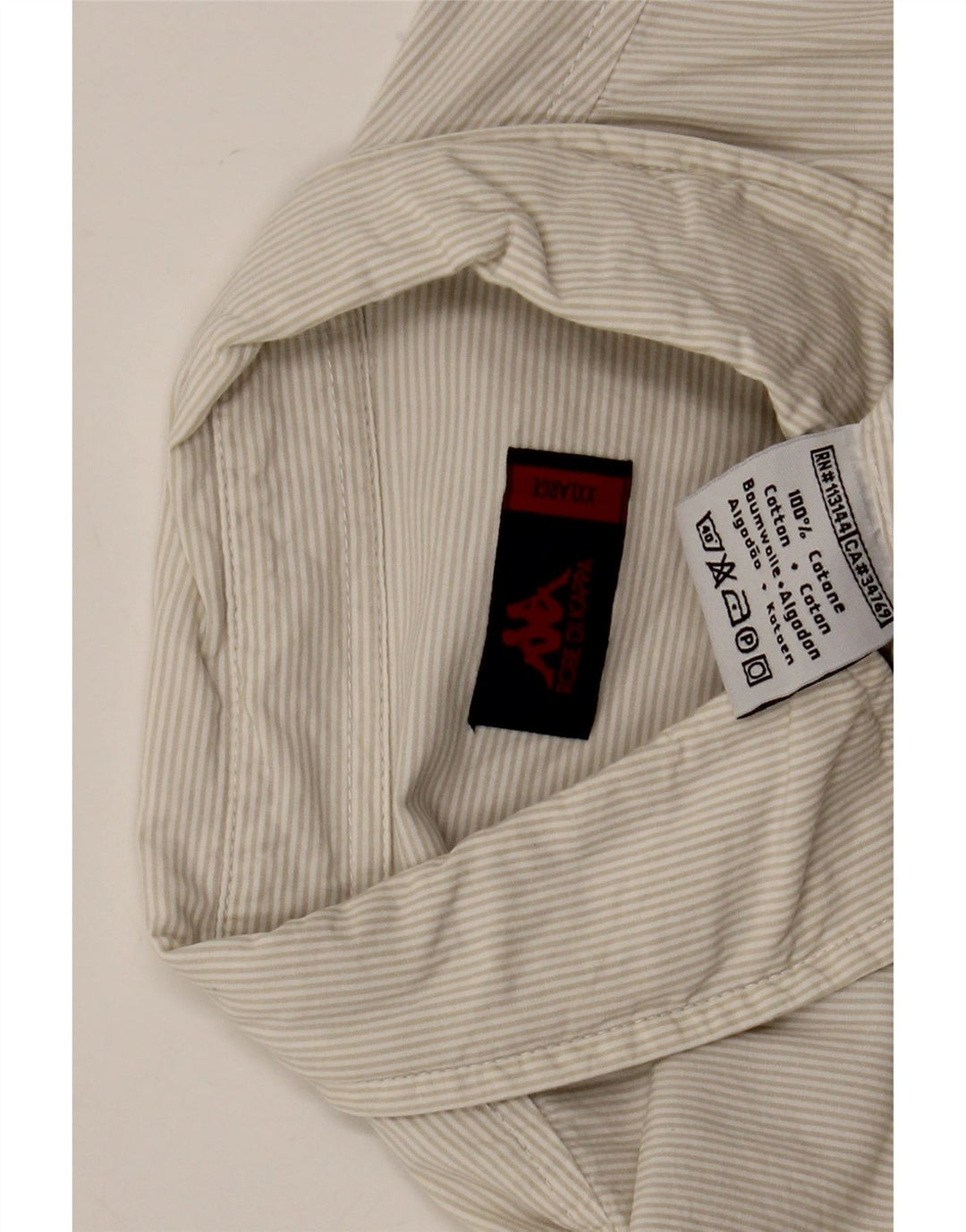 Kappa Herrenhemd 2XL Beige Nadelstreifen Baumwolle