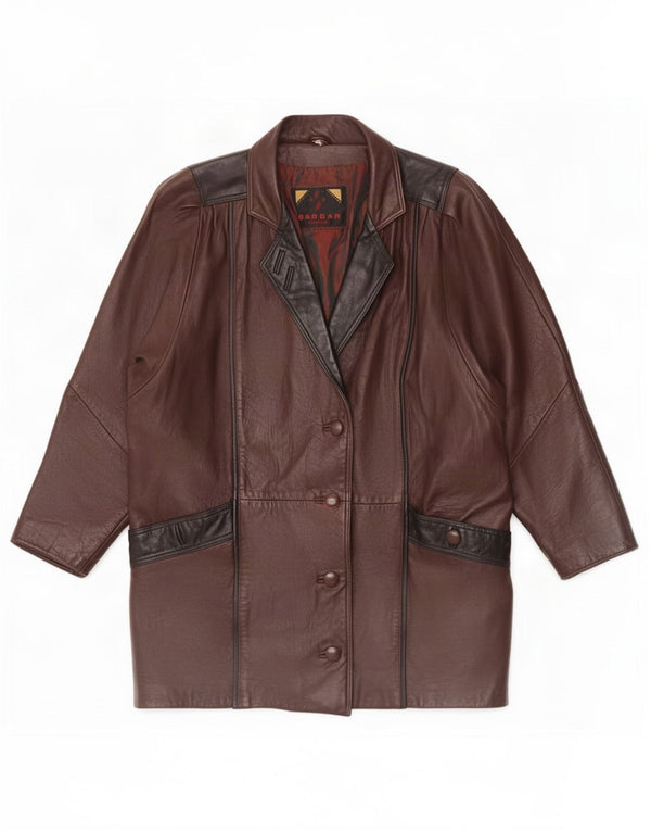 Sardar Damen Übergroßer Ledermantel UK 16 Large Braun
