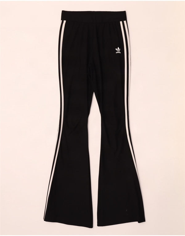 Adidas Damen Flare Trainingshose UK 10 Small Schwarz Polyester