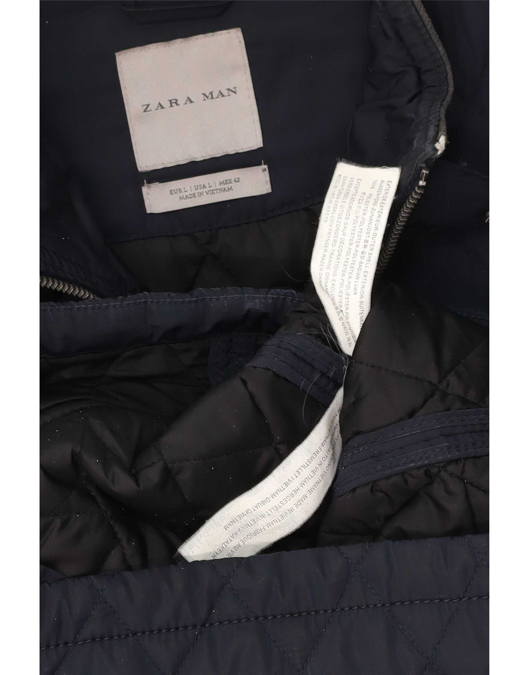 Zara Herren Steppjacke UK 40 Large Marineblau Polyester