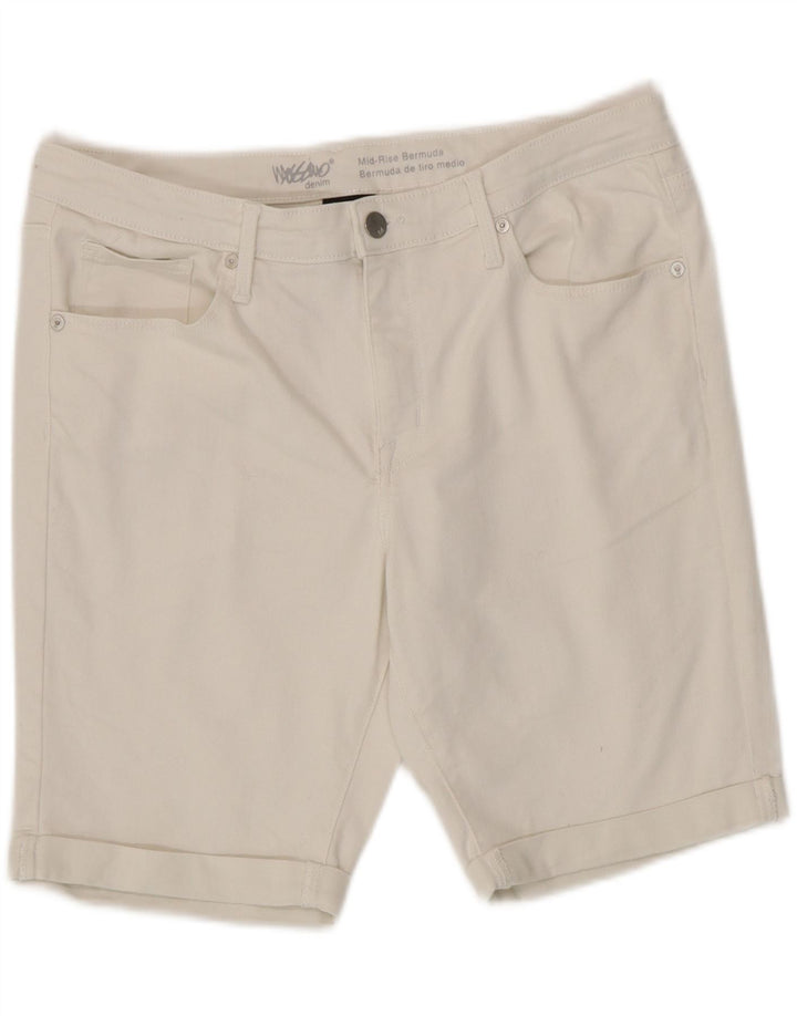 Mossimo Damen Mid Rise Bermuda Denim Shorts US 14 Large W32 Weiße Baumwolle