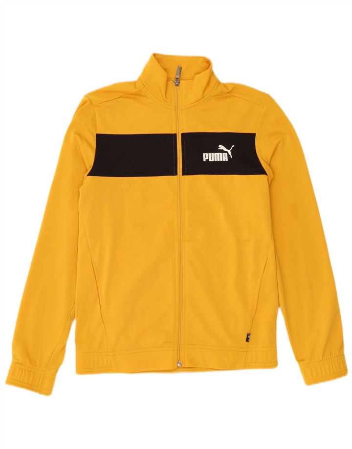 Puma Jungen-Trainingsanzug-Top-Jacke, 13–14 Jahre, gelbes Farbblock-Polyester