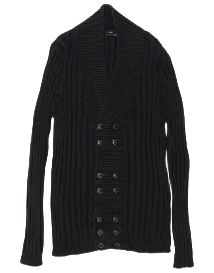 Zara Herren Strickjacke XL Marineblau Baumwolle