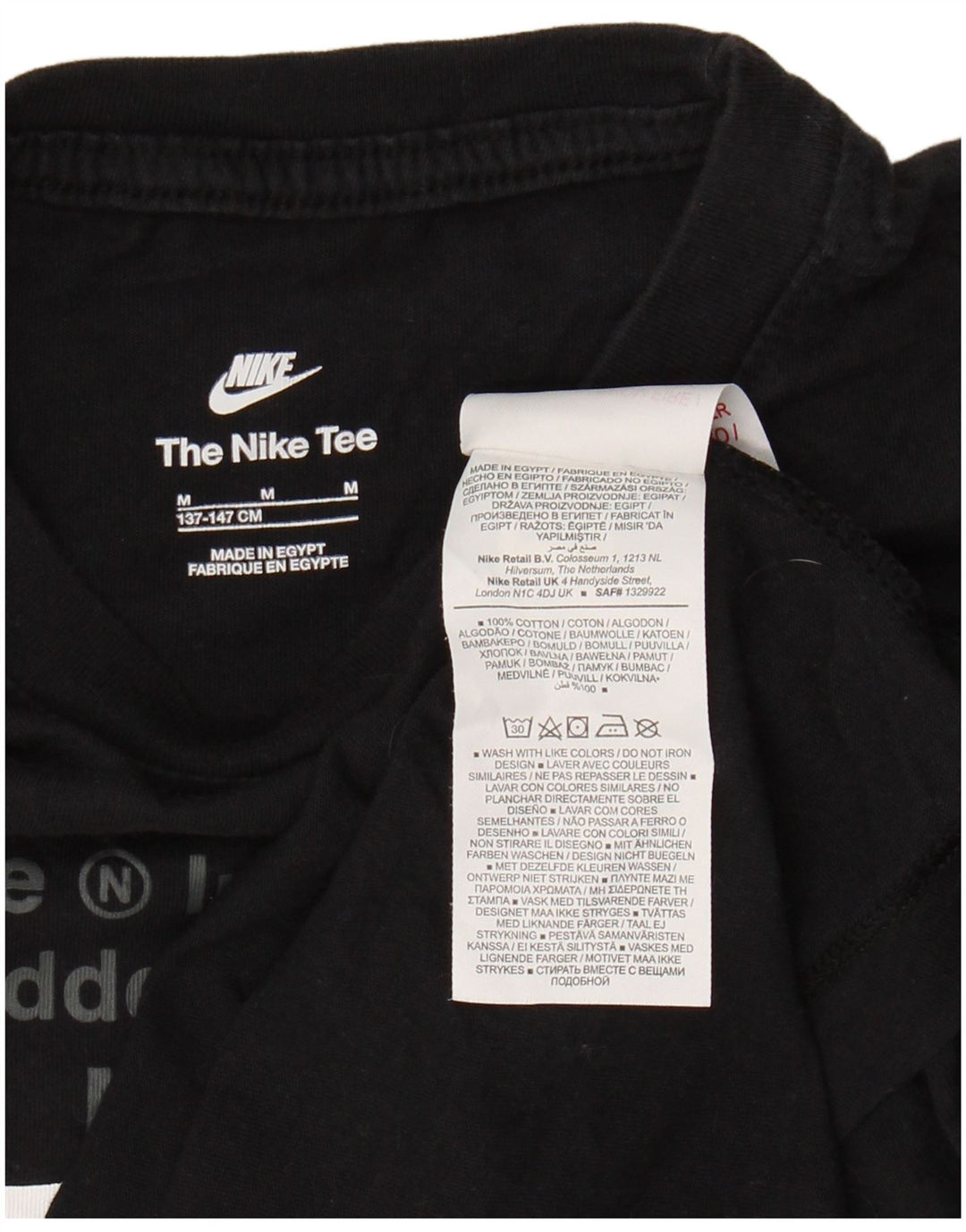 NIKE Boys Graphic T-Shirt Top 10-11 Years Medium Black Cotton