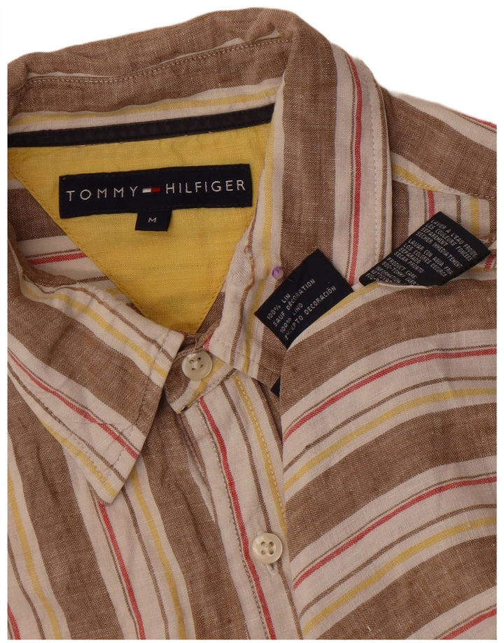 Tommy Hilfiger Herrenhemd Mittelbeige gestreiftes Leinen
