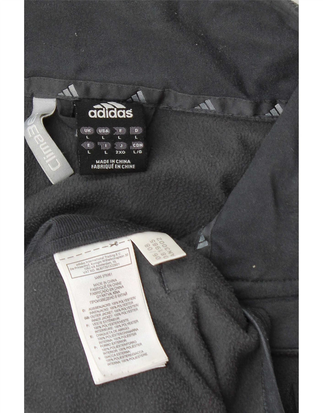 Adidas Herren Fleecejacke UK 40 Large Grau Polyester