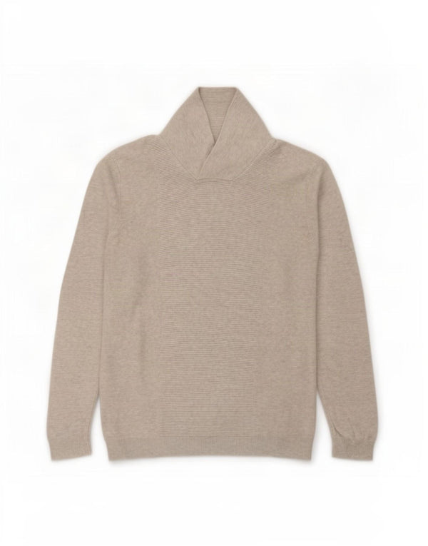 Jules Herren-Pullover mit Schalkragen, groß, aus grauer Baumwolle