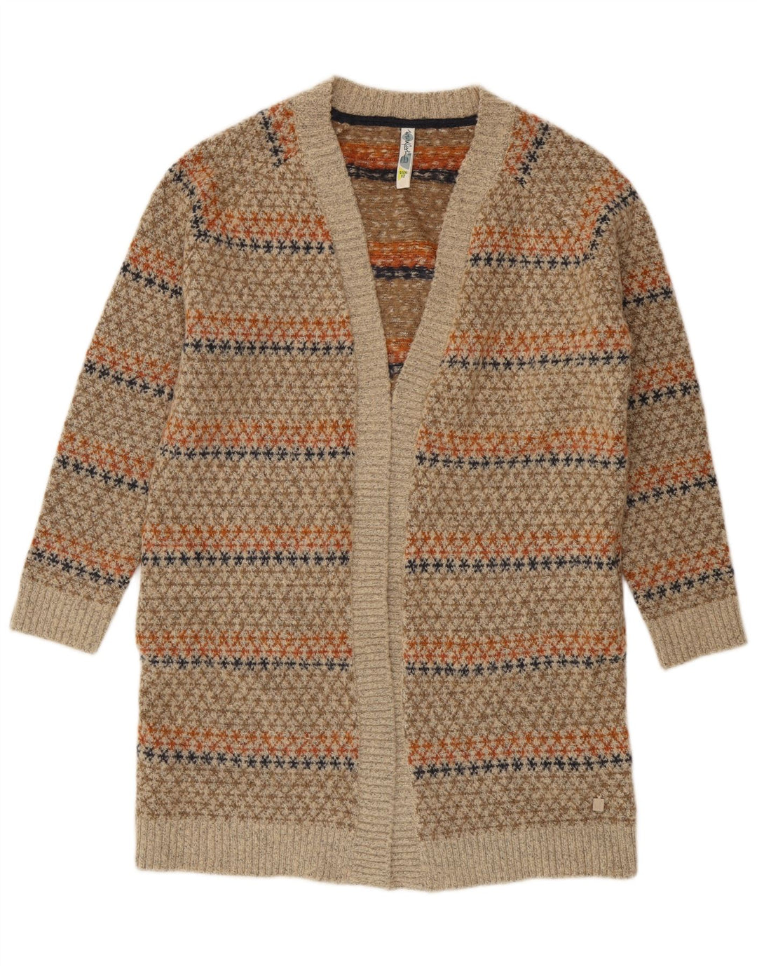 Weird Fish Longline-Cardigan für Damen, Gr. 12, Mittelbeige, geometrisch
