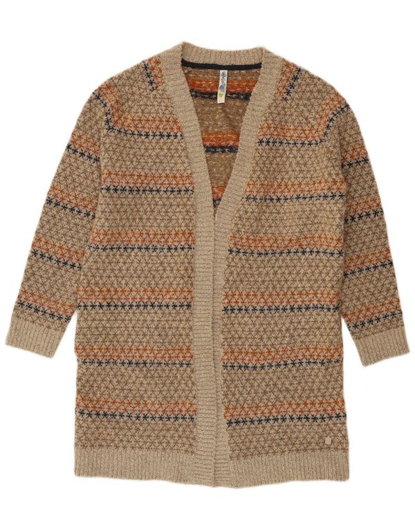 Weird Fish Longline-Cardigan für Damen, Gr. 12, Mittelbeige, geometrisch