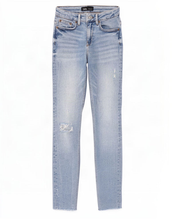 Zara Damen Distressed Skinny Jeans EU 36 XS W26 L27 Blaue Baumwolle