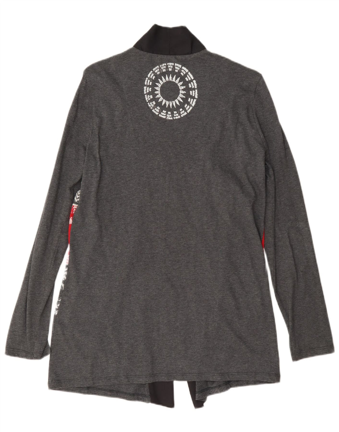 Desigual Womens Graphic Open Cardigan Pullover UK 12 Mittelgrau geblümt