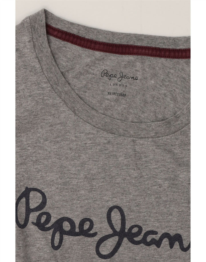 PEPE JEANS Damen Regular Graphic T-Shirt Top UK 18 XL Grau