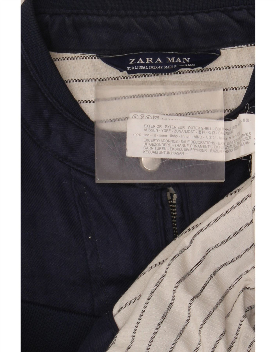 Zara Herren Bomberjacke UK 40 Large Marineblaues Leinen