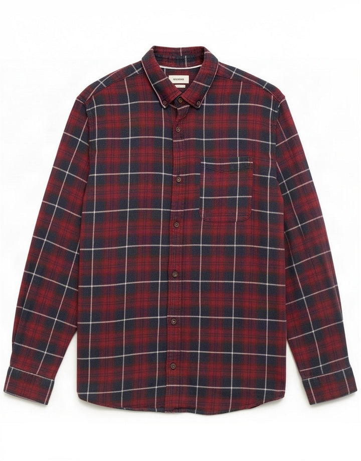 Jack & Jones Herren Flanellhemd Medium Maroon Check Cotton