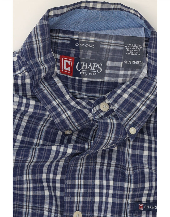 CHAPS Mens Shirt 2XL Navy Blue Check Cotton Vintage Chaps and Second-Hand Chaps from Messina Hembry 
