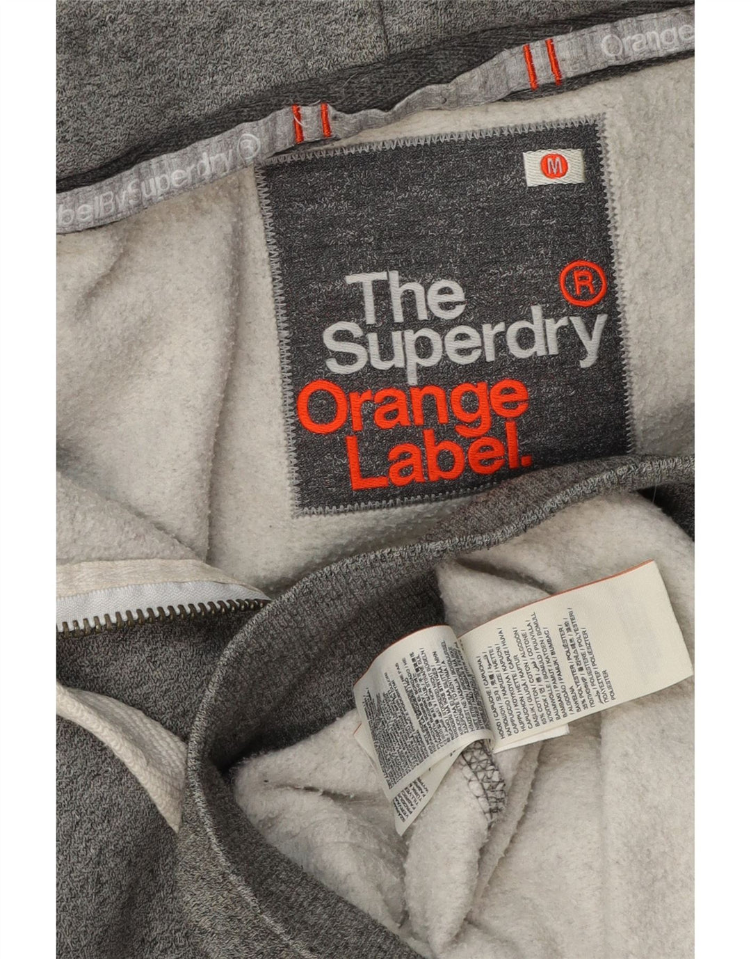 Superdry Herren-Kapuzenpullover mit Reißverschluss aus mittelgrauer Baumwolle