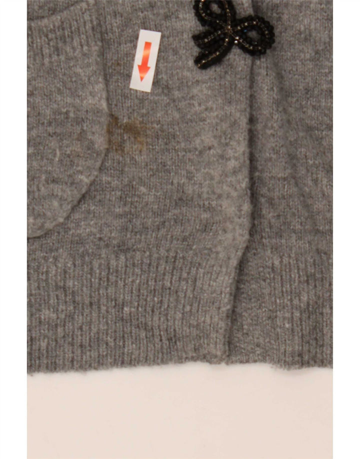Zara Damen-Cardigan-Pullover UK 14 Large Graues Polyamid