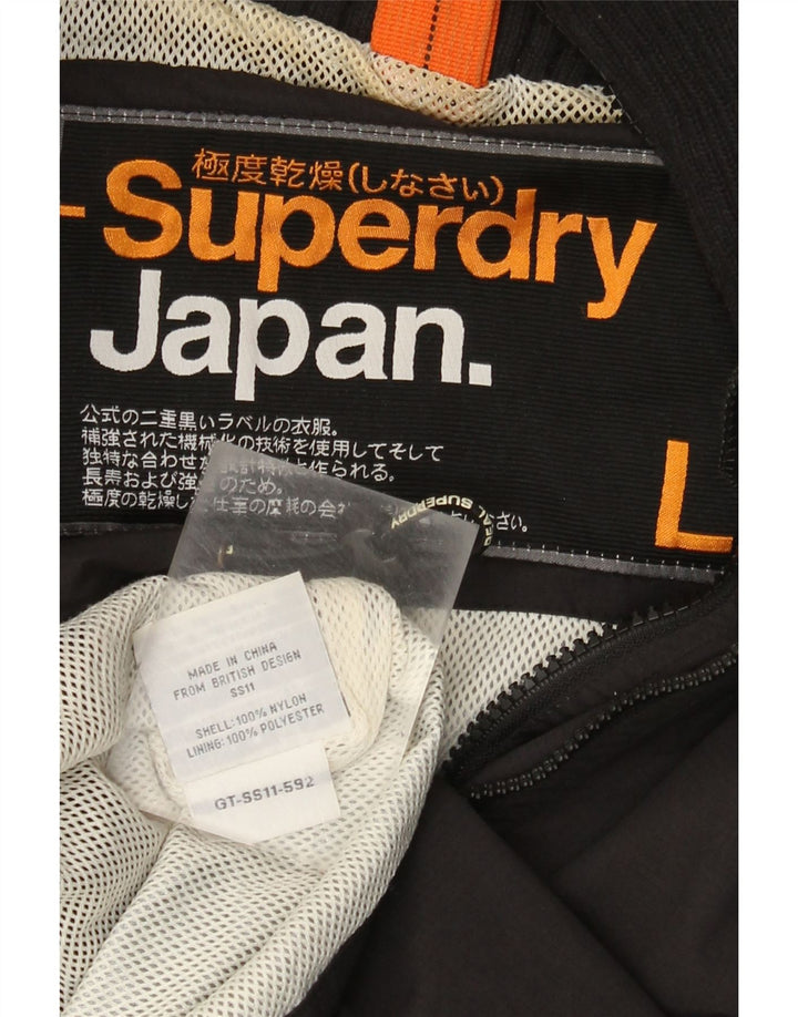 Superdry Herren-Regenjacke mit Kapuze, UK 40, Größe L, aus schwarzem Nylon