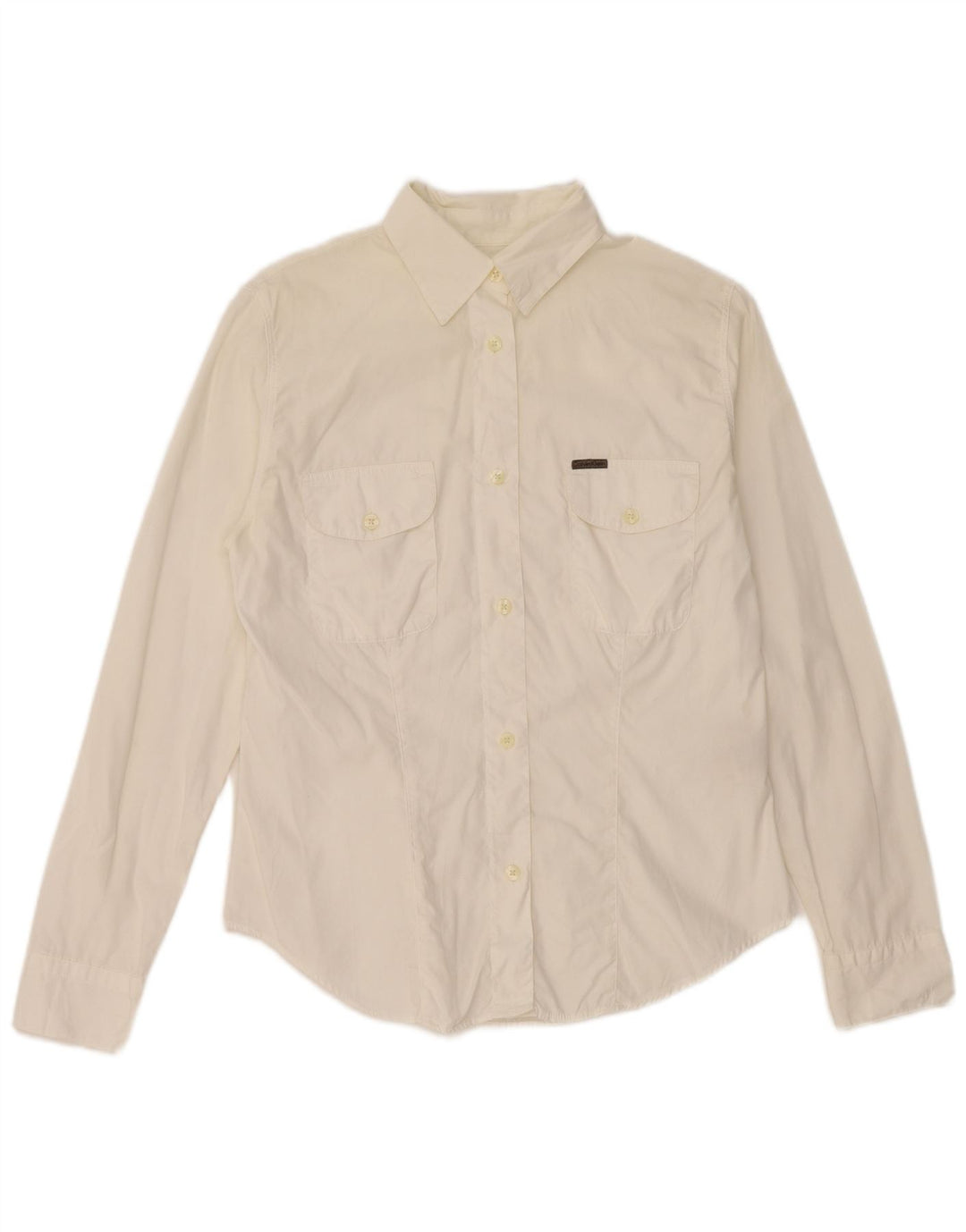 Calvin Klein Damen-Hemd, Größe S, cremefarbene Baumwolle