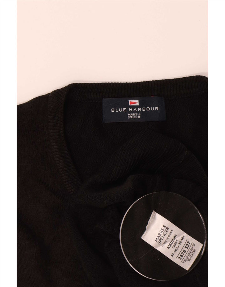 Marks & Spencer Herren Blue Harbour Pullover mit V-Ausschnitt Mittelschwarz