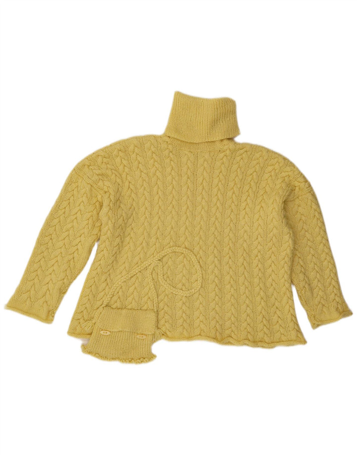 Vintage Damen Übergroßer Rollkragenpullover Pullover UK 14 Groß Gelb