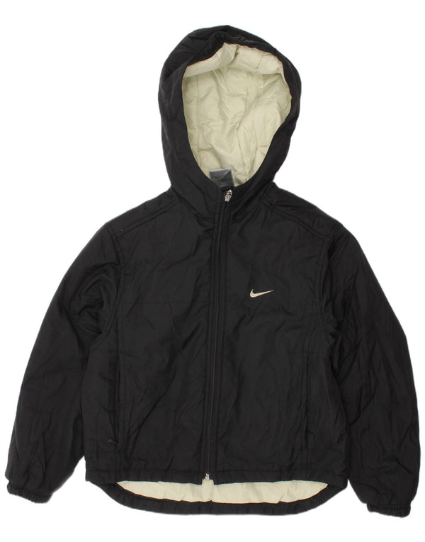 NIKE Wattierte Jacke mit Kapuze für Jungen, 6–7 Jahre, XS, schwarzes Polyester
