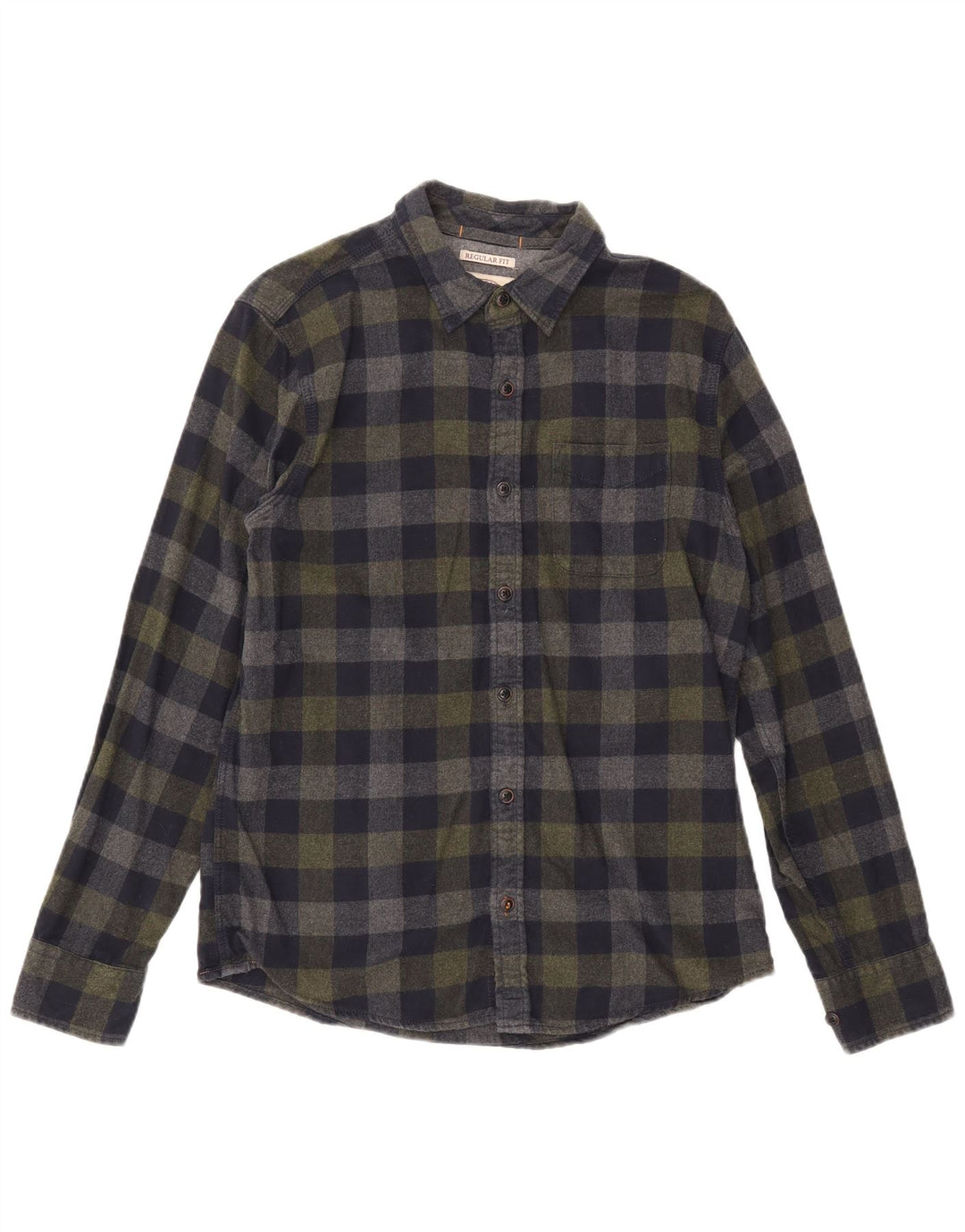 Fat Face Herren-Flanellhemd mit normaler Passform, Größe S, Marineblau, Gingham-Baumwolle