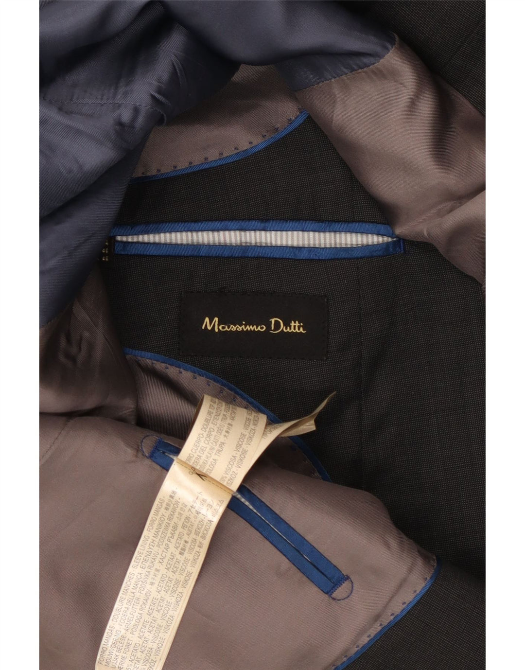 Massimo Dutti Herren-Blazer mit 2 Knöpfen, US 46, XL, graues Acetat, klassisch