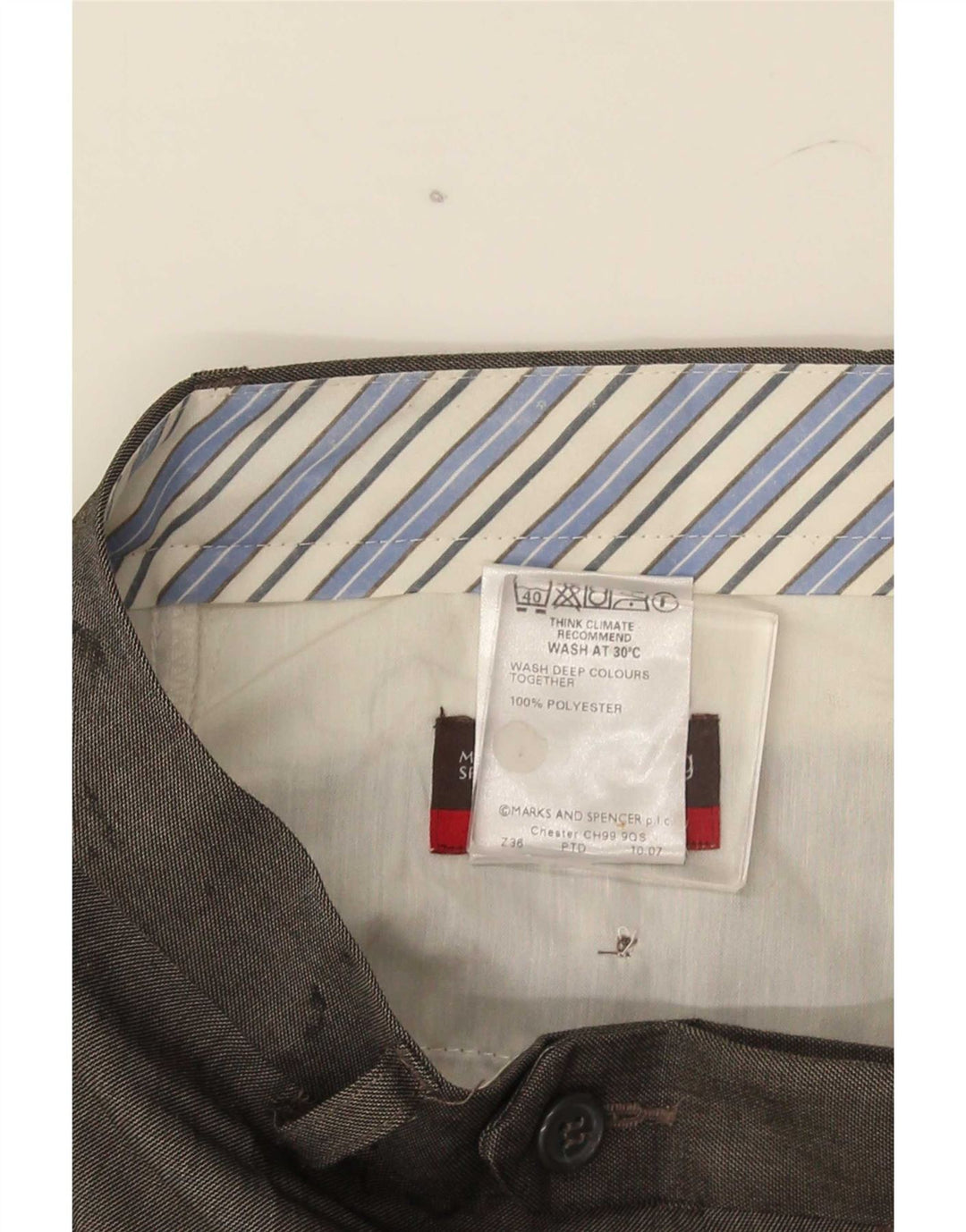 Gerade Herren-Anzughose von Marks & Spencer, W34, L29, grau, Polyester