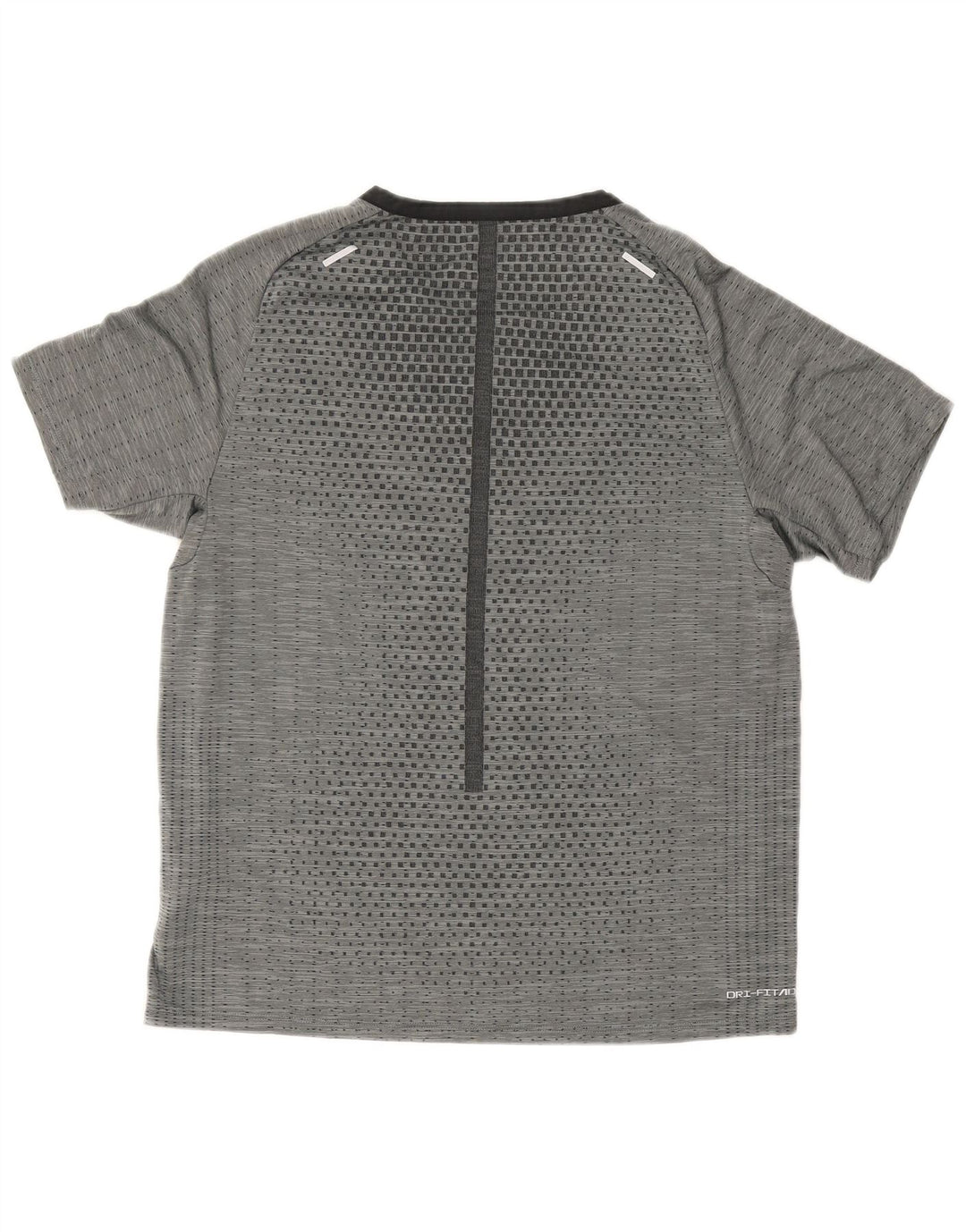 Nike Herren Dri Fit T-Shirt-Oberteil aus mittelgrauem, geometrischem Polyester