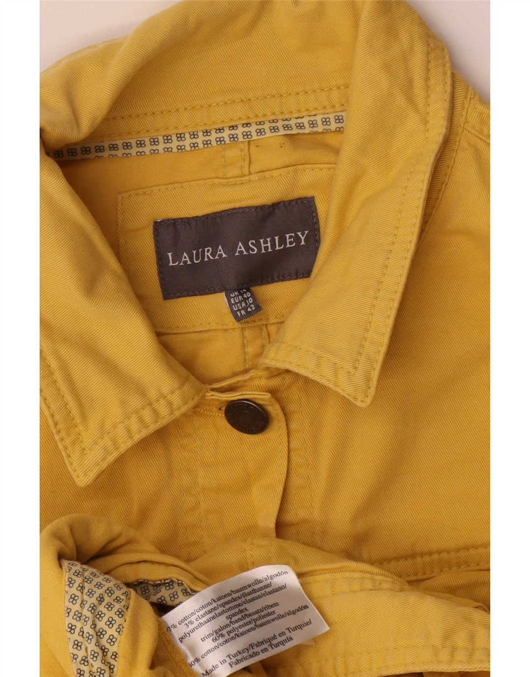 Laura Ashley Damen Crop Übergroße Jeansjacke UK 14 Große gelbe Baumwolle