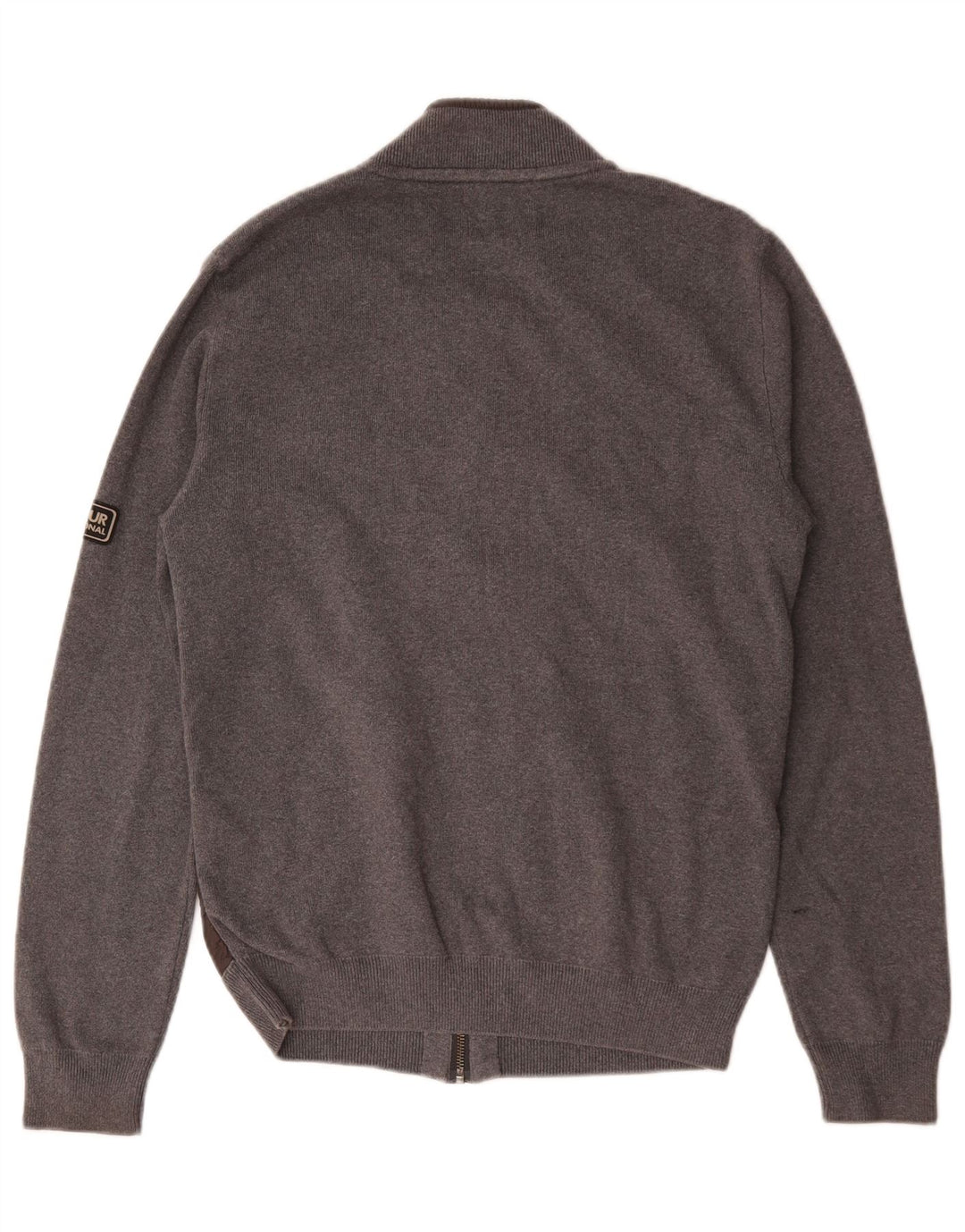 Barbour Herren-Cardigan-Pullover aus mittelgrauer Baumwolle