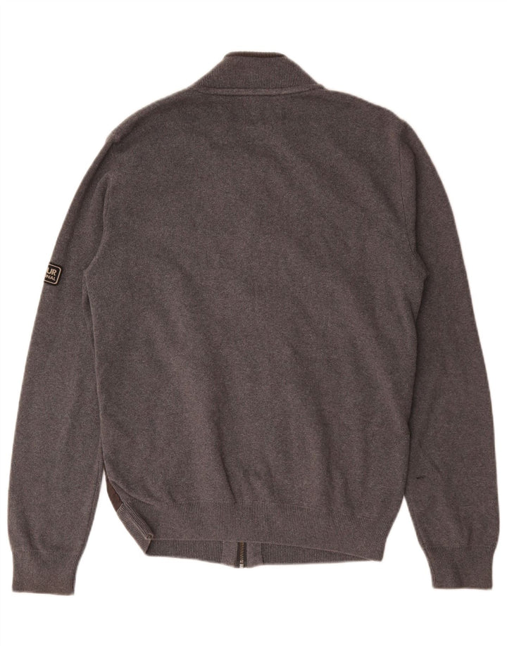 Barbour Herren-Cardigan-Pullover aus mittelgrauer Baumwolle