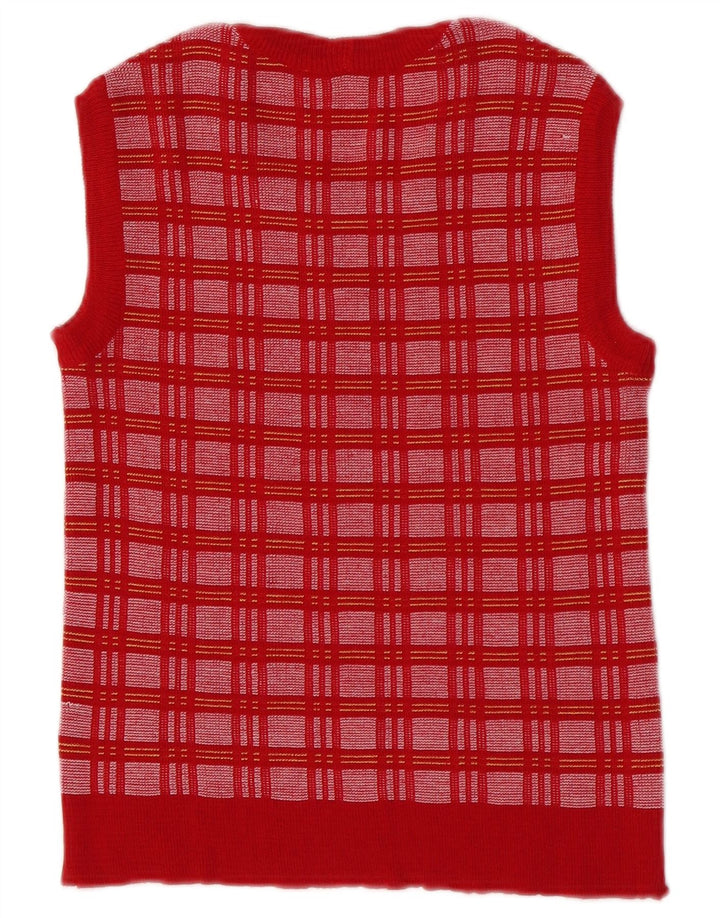 Vintage Damen Weste Tank Top IT 46 Großer roter Karo