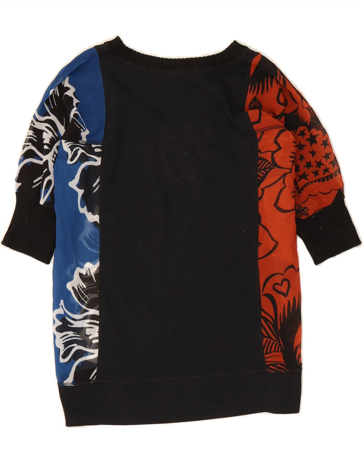 DESIGUAL Womens Oversized Tunic Top UK 10 Small Multicoloured Floral Vintage Desigual and Second-Hand Desigual from Messina Hembry 