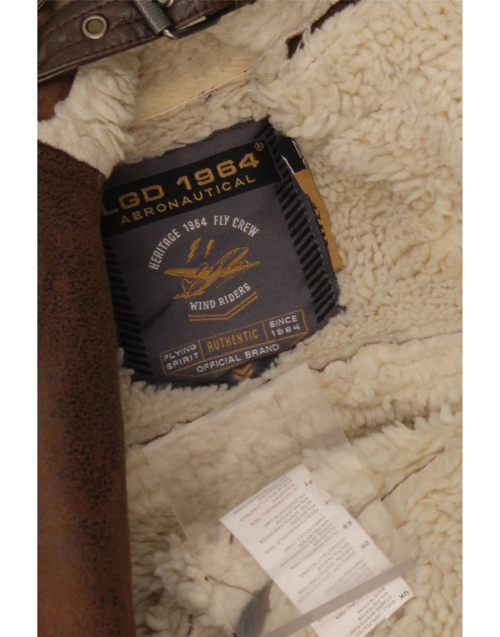 AERONAUTICA MILITARE Herren Flight Sherpa Jacke UK 36 Small Braun Polyester