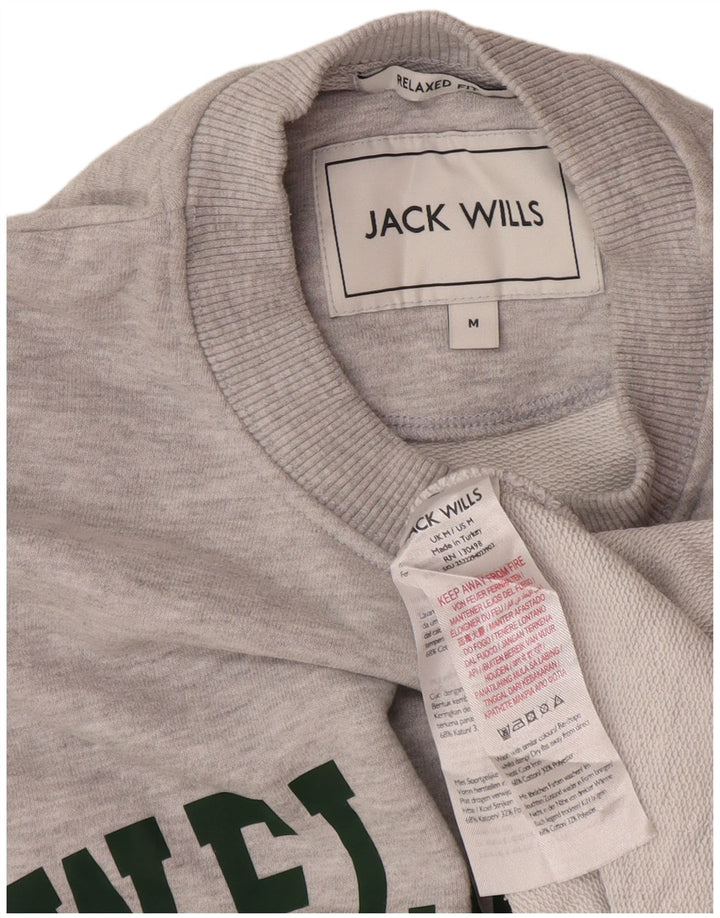 Jack Wills Herren-Sweatshirt mit grafischer, entspannter Passform, Mittelgrau meliert