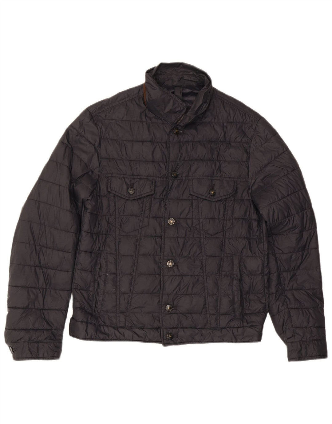 MASSIMO DUTTI Herren Wattierte Jacke UK 40 Large Schwarz Polyester