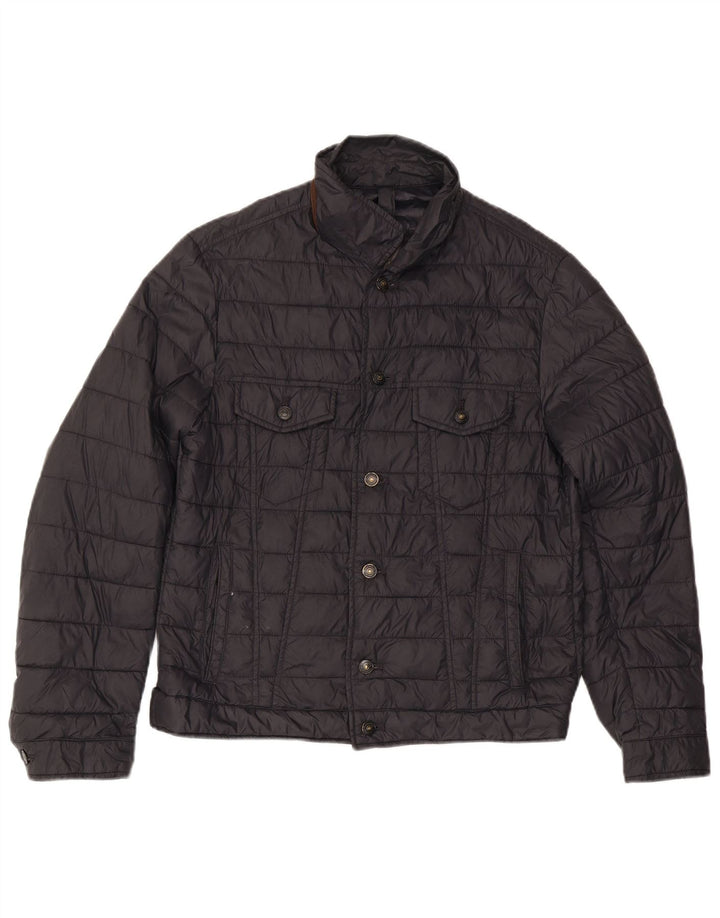MASSIMO DUTTI Herren Wattierte Jacke UK 40 Large Schwarz Polyester