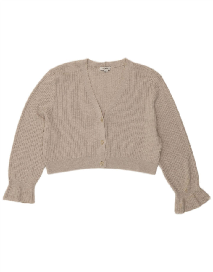 Topshop Damen Crop Oversized Cardigan Pullover UK 14 Mittelgraues Polyester