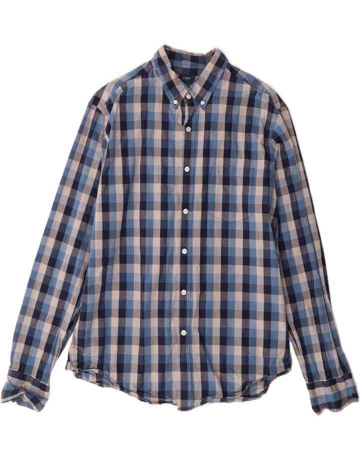 J. CREW Mens Shirt Large Navy Blue Check Cotton Vintage J. Crew and Second-Hand J. Crew from Messina Hembry 