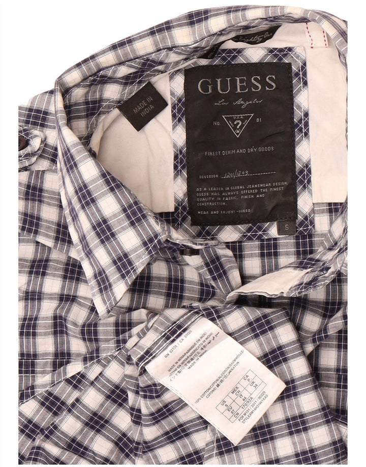 Guess Herrenhemd, klein, blau kariert, Baumwolle