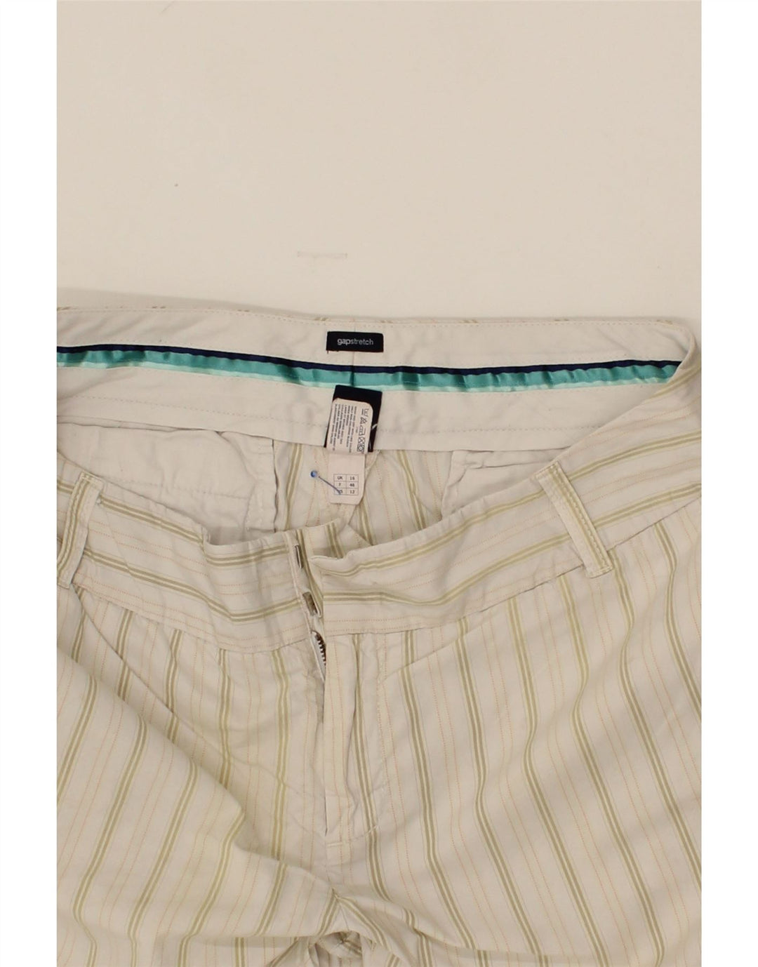 GAP Womens Chino Shorts UK 16 Large W38  Beige Striped Vintage Gap and Second-Hand Gap from Messina Hembry 