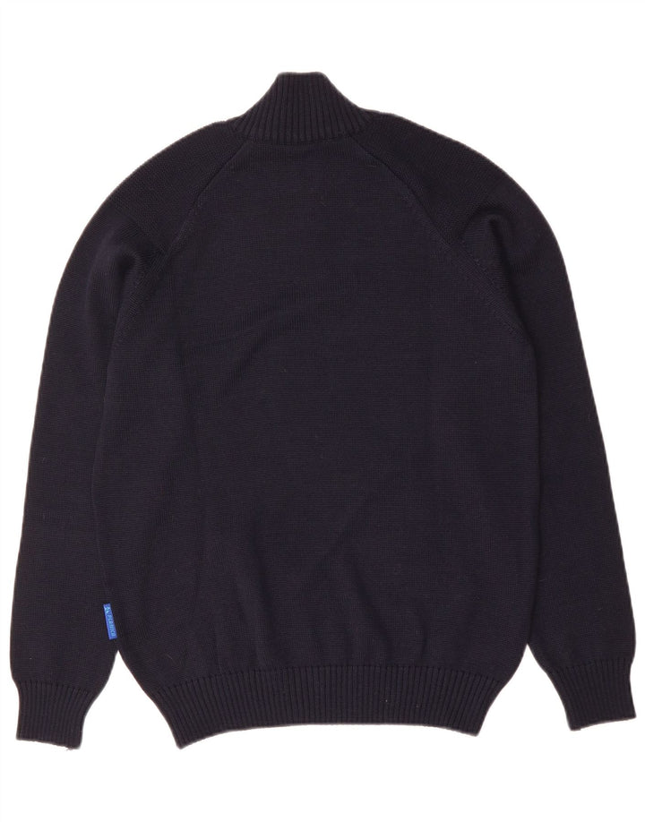 Vintage Herren-Pullover mit Reißverschluss, Größe 48, klein, marineblau, Acryl