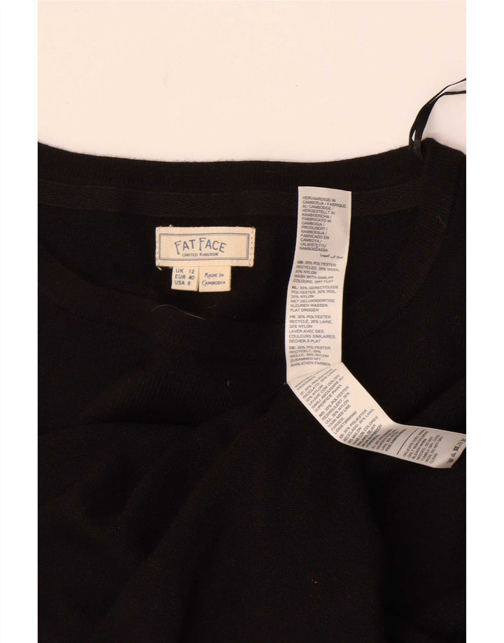 Fat Face Damen-Pullover mit U-Boot-Ausschnitt, UK 12, Mittelschwarz, Polyester