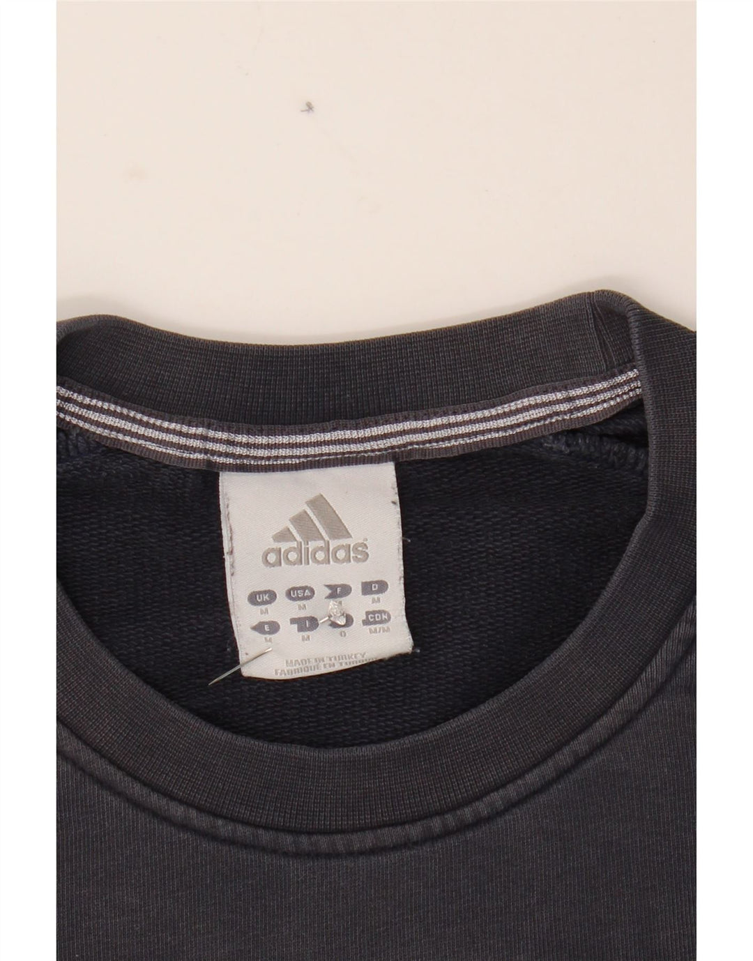 ADIDAS Mens Graphic Sweatshirt Jumper Medium Navy Blue Cotton Vintage Adidas and Second-Hand Adidas from Messina Hembry 