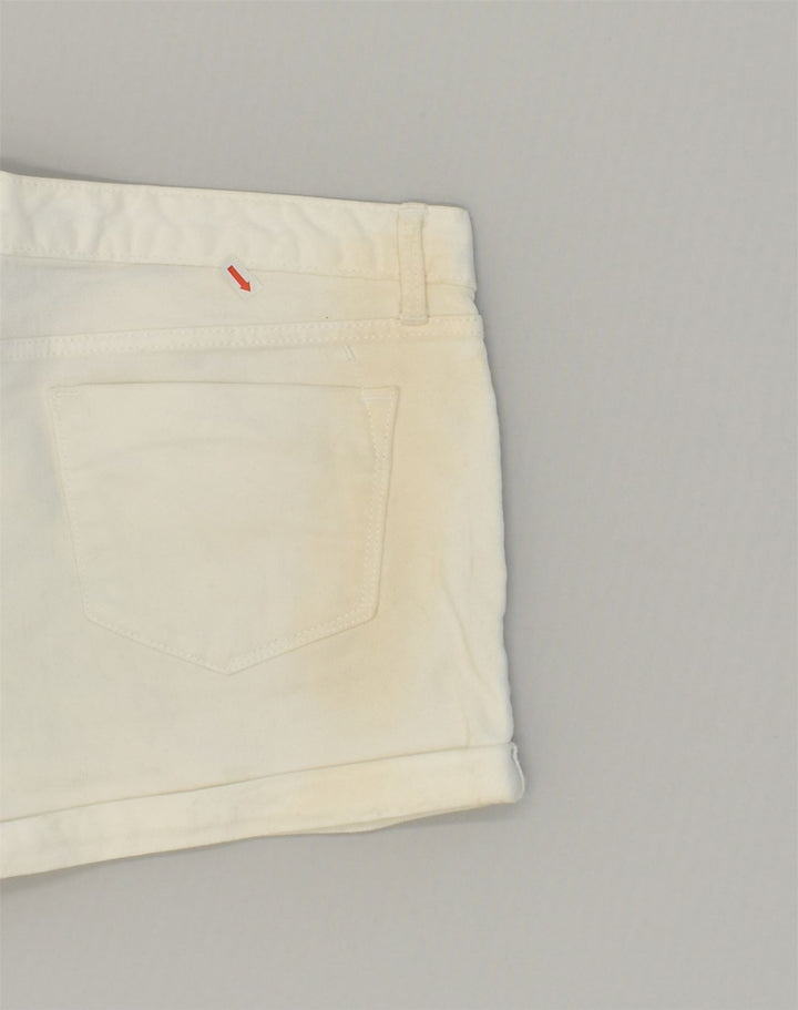 MOSSIMO Womens Denim Hot Pants US 8 Medium W36 Off White Cotton | Vintage Mossimo | Thrift | Second-Hand Mossimo | Used Clothing | Messina Hembry 